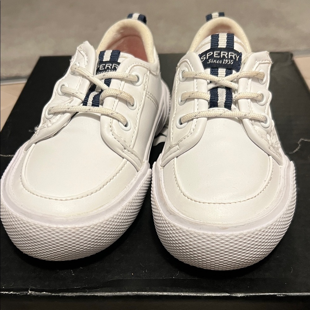 Sperry Kids White and Navy Sneakers